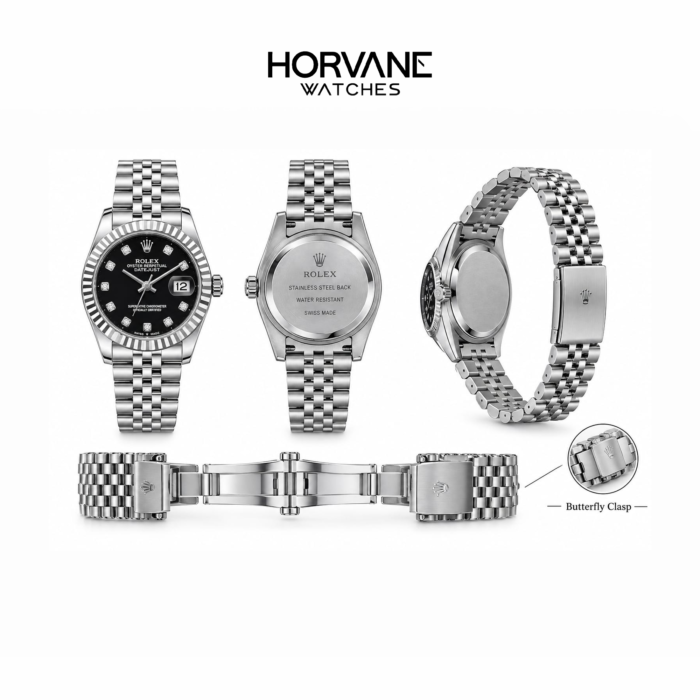 Two-Tone Style Black Dial Watch